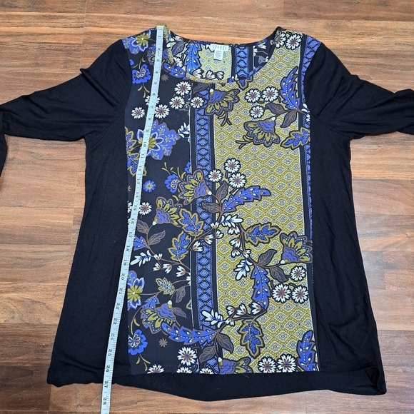 Spense | Floral blouse yellow, blue & black / long sleeve women's top - Picture 10 of 13